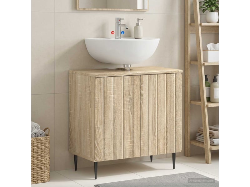  Meuble sous lavabo de salle de bain zwolle chêne sonoma cf64950  - Conforama B