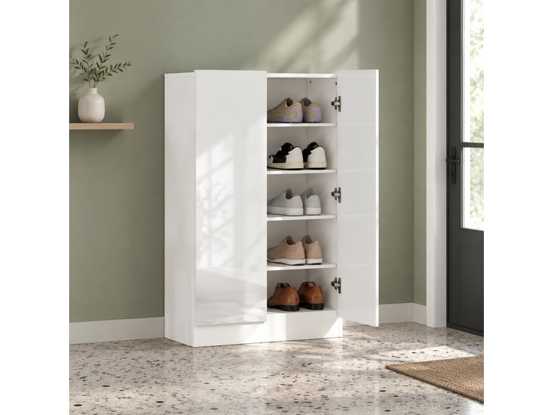  Meuble à chaussures 72 x 34,5 x 103 cm en panneaux de particules et mdf avec étagères réglables blanc chicfurn  - Conforama C
