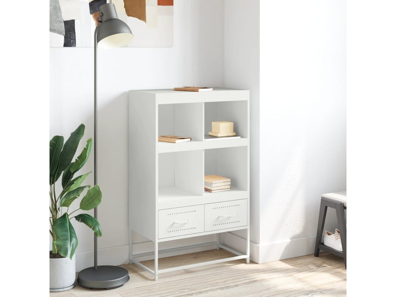  Buffet haut - bahut - meuble de rangement blanc 68x39x111,5 cm acier  - Conforama C