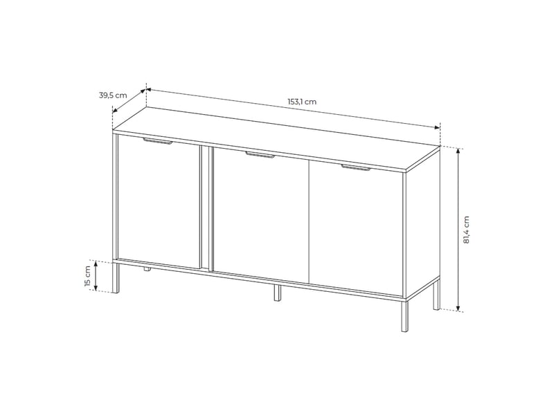  Buffet hamagami, buffet 3 étagères, 153x40x81h cm noir Hamagami - Conforama C