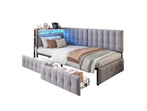 Lit banquette 90x200 cm <strong>SAPGAKS</strong> <strong></strong> coloris gris
