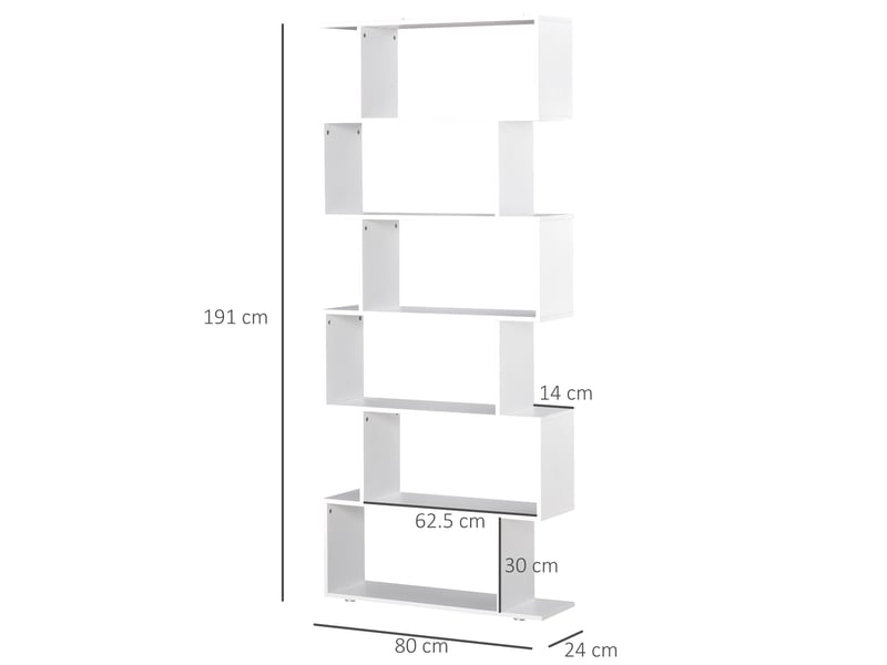  Bibliothèque design, meuble de bureau, étagère en bois blanc 80 x 24 x 191 cm  - Conforama E