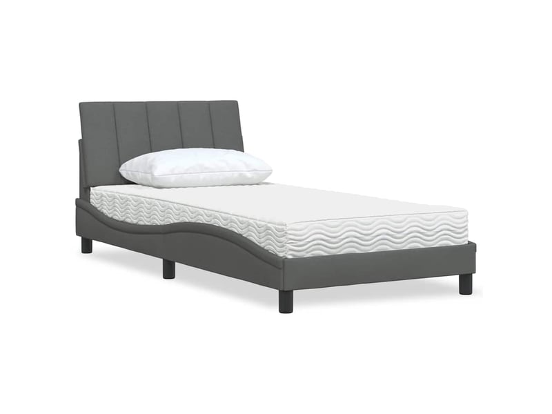  Lit avec matelas hanko gris foncé 100x200 cm tissu  - Conforama B