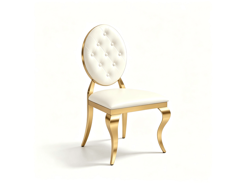  Lot de 2 chaises de salle à manger modernes en similicuir blanc et doré  - Conforama D