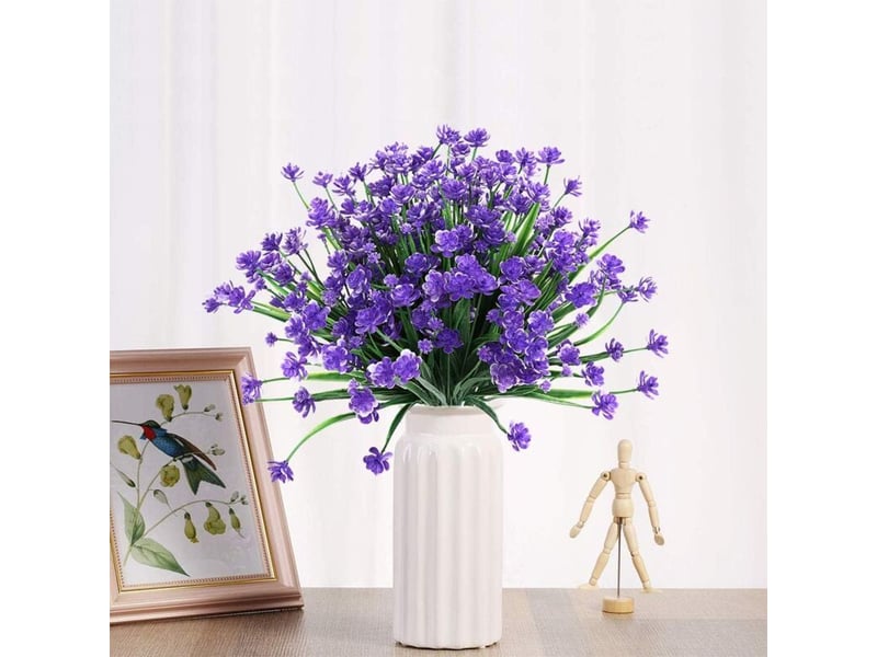  Plante fleurie artificielle　plantes et fleurs artificielles d'extérieur résistantes aux uv - violet 8pcs  - Conforama B
