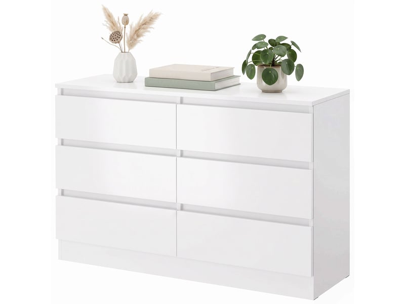  Commode à 6 tiroirs pour chambre et salon, 100 x 35 x 69 cm, blanche  - Conforama B