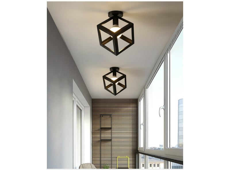  Plafonnier luminaire moderne forme de cube – noir, 22x22x23 cm  - Conforama C
