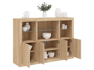 Buffets avec lumières led 3 pcs - bahut - meuble de rangement chêne sonoma bois d'ingénierie