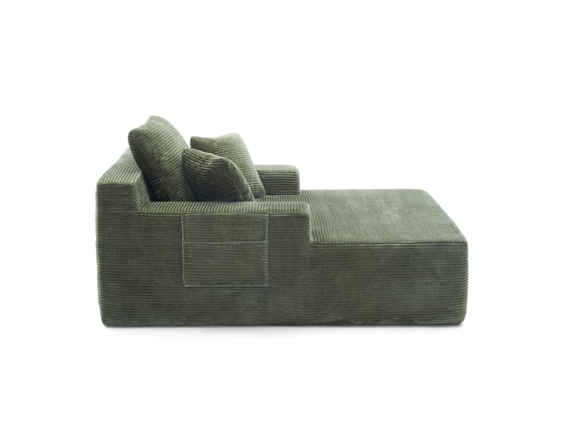  Canapé en velours côtelé beige, design élégant avec coussins doux et poches de rangement  - Conforama E