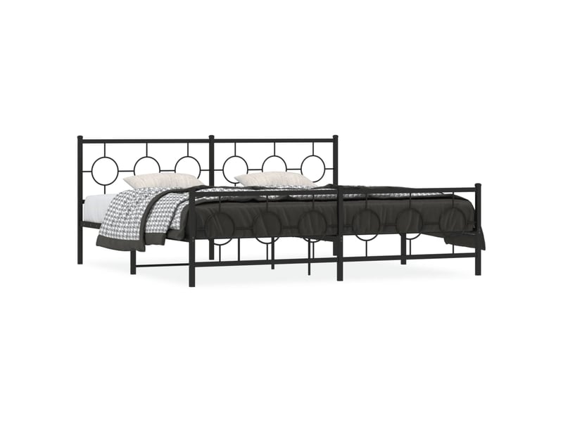 Lit double- lit adulte - cadre de lit métal sans matelas avec pied de lit noir 200x200cm - Conforama A
