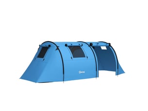 Tente de camping pour 3-4 personnes, stable, imperméable, familiale avec chambresalon, imperméabilité 3000 mm, bleu ciel