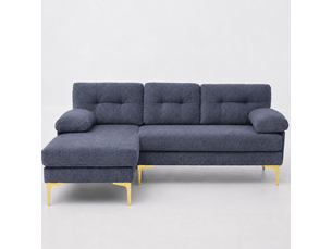 Canapé d'angle gauche fixe <strong>STILVORA</strong> <strong></strong> 3 places Tissu Bleu