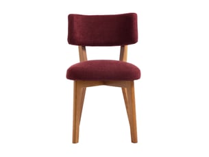 Lot de 2 chaises de salle à manger style mid-century en tissu rouge bordeaux