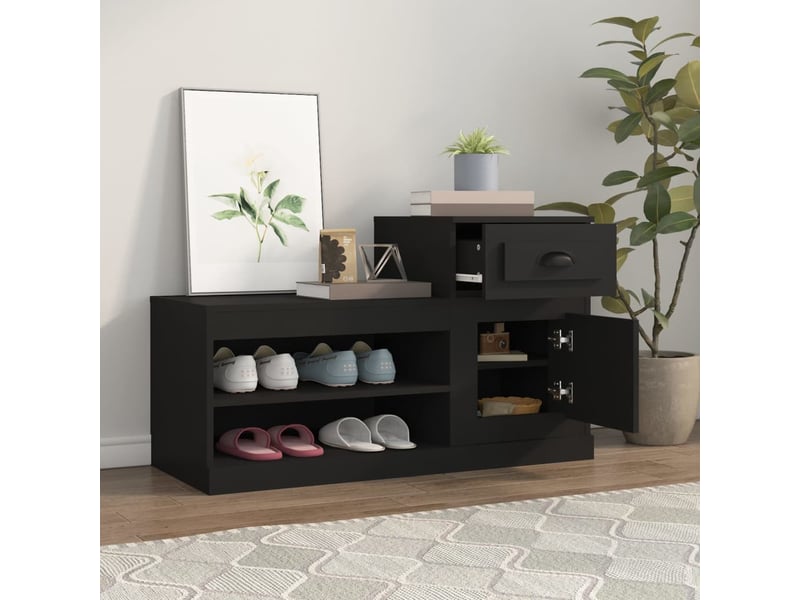  Meuble à chaussure, armoire à chaussures noir 100x42x60 cm bois d'ingénierie  - Conforama C