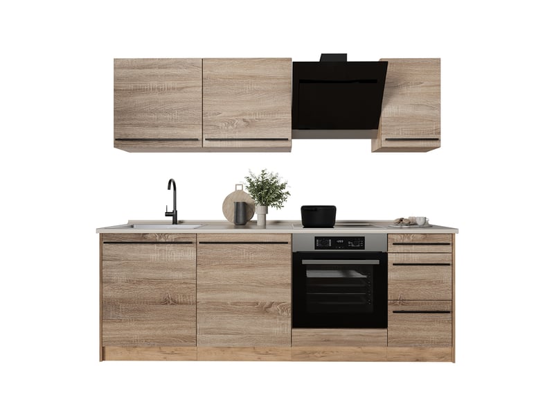  Vicco cuisine, sonomachêne doré, 220cm plan de travail anthracite  - Conforama E