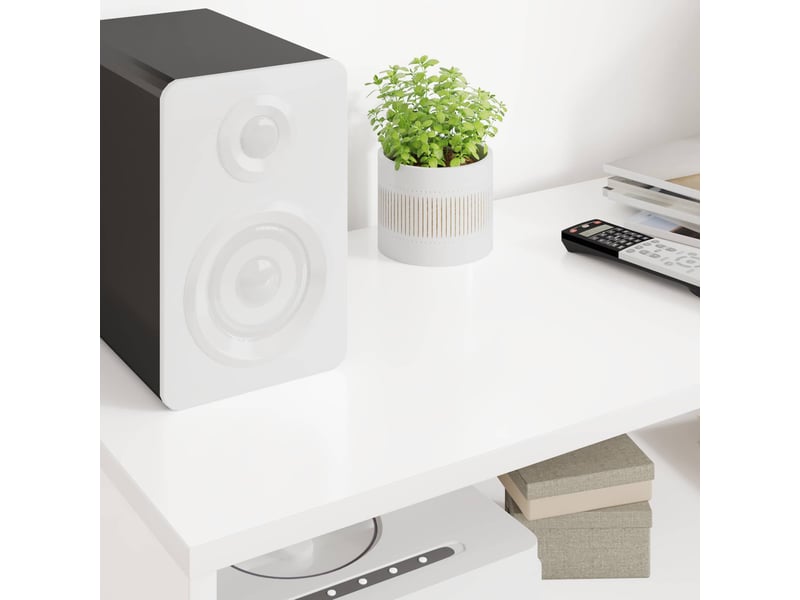  Meuble tv - banc tv - meuble de rangement 100 x 35 x 40 cm blanc bois d'ingénierie  - Conforama D