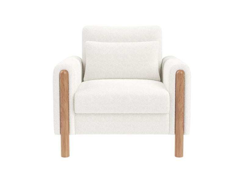  Fauteuil d'accent 87x83x88.5cm – fauteuil salon individuel avec coussin épais et oreiller lombaire – peluche – blanc  - Conforama A