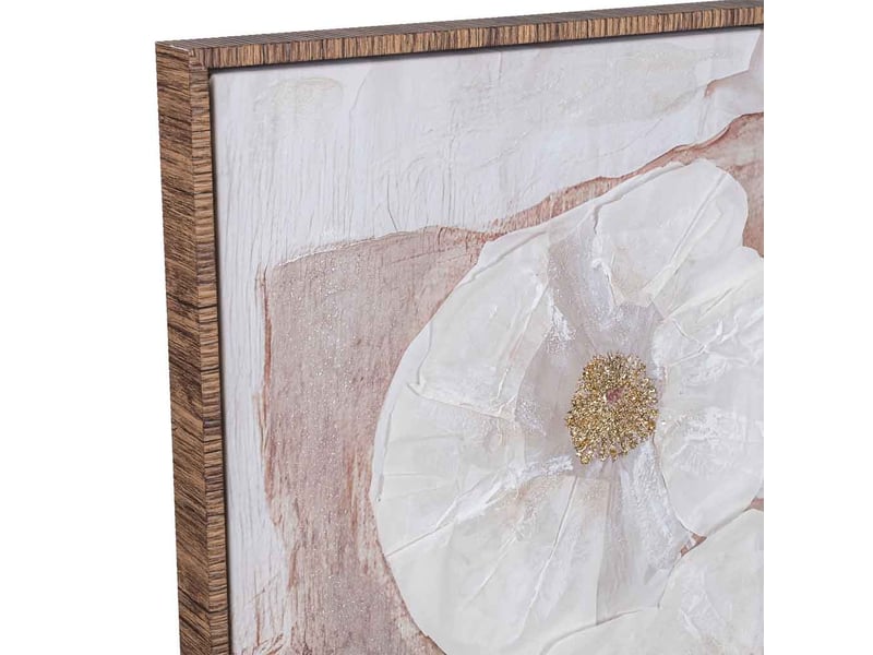  Tableau peint à la main avec cadre en bois blanc 83x4x123h cm  - Conforama E