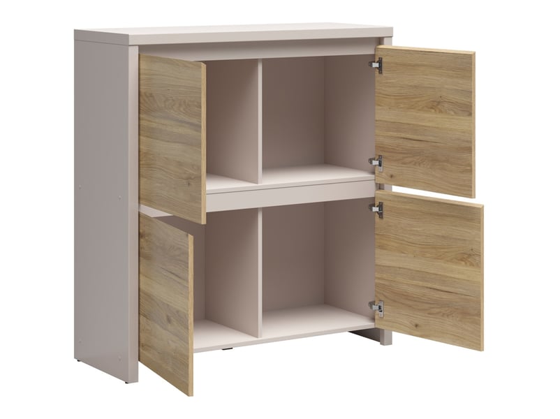  Buffet haut meuble de rangement 4 portes coloris cachemire chêne mauvella - longueur 105 x profondeur 40,5 x hauteur 112,5 cm  - Conforama C