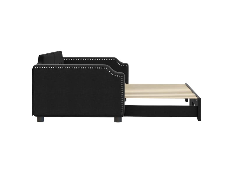 Lit simple- lit adulte - lit de jour avec gigogne sans matelas noir 100x200 cm - Conforama C