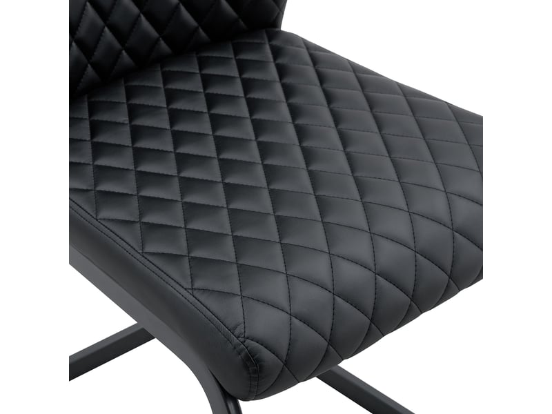  Chaises de salle à manger 2 pièces en tissu à motif losange noir, dossier haut et assise rembourrée, cadre métal noir antidérapant et résistant pour restaurant  - Conforama D