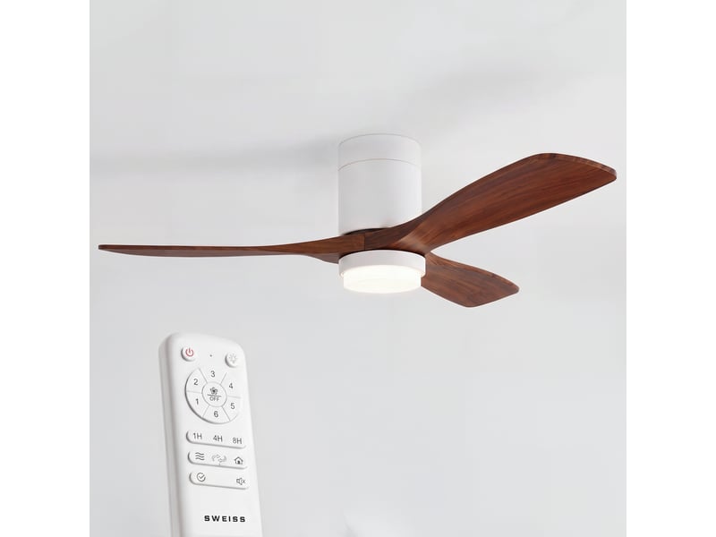  Sweiss flow26 - ventilateur de plafond avec led, 6 vitesses, bois foncé  - Conforama A
