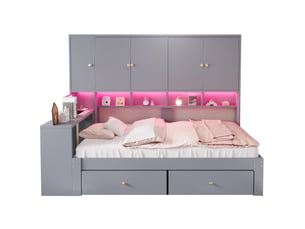 Lit simple 90x200 cm <strong>WISHDOR</strong> <strong></strong> coloris gris