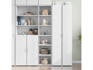 Buffet haut - bahut - meuble de rangement blanc 40x41x185 cm bois d'ingénierie