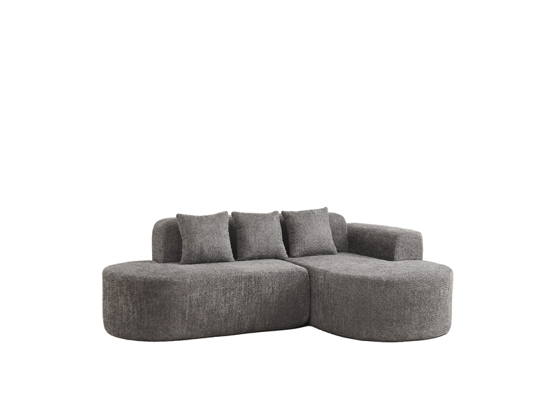  Canapé d'angle 222x157 cm – anthracite – chenille, méridienne droite, 3 coussins, 3 places, confort ferme  - Conforama D