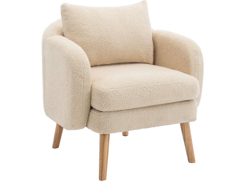  Fauteuil 1 place 71x72x71 cm tissu bouclette bois beige  - Conforama A