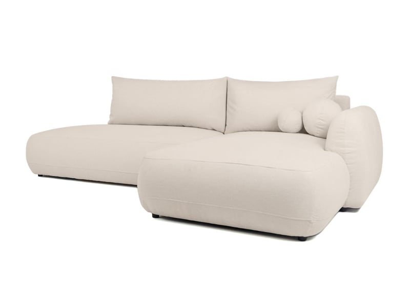  Canapé d'angle convertible 5 places fabio en tissu texturé - beige - angle droit FABIO - Conforama D
