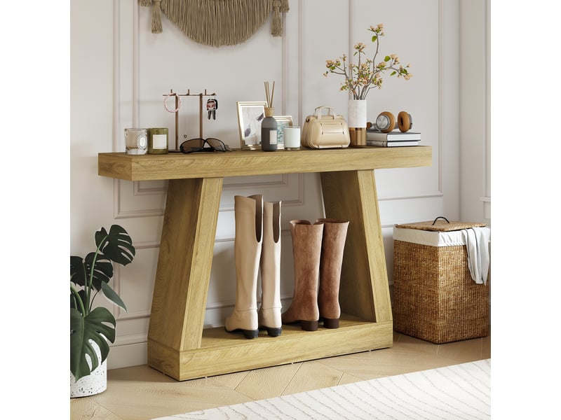  Console 140 cm, dossier de canapé avec rangement, chêne.  - Conforama D