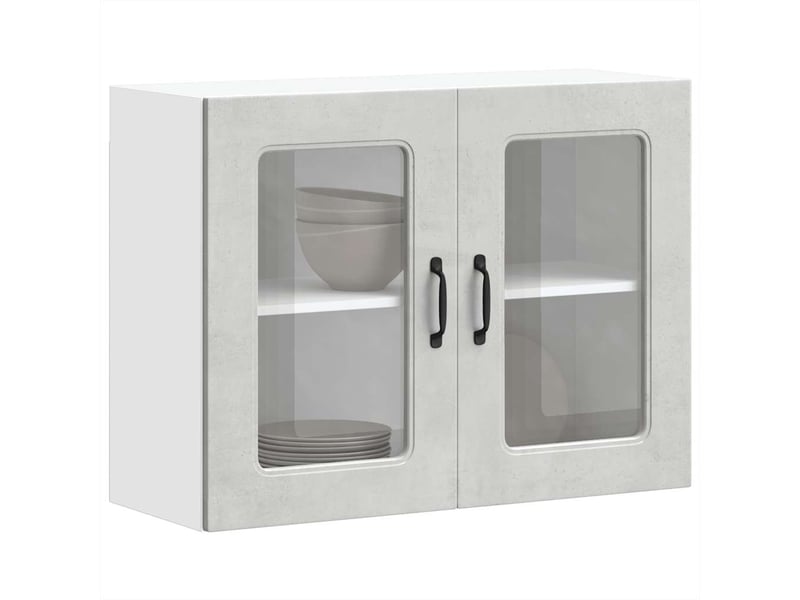  Armoire murale de cuisine avec porte en verre kalmar gris béton shl6891  - Conforama D