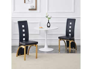 Lot de 2 chaises de salle à manger,43x49x102,5 cm,similicuir et métal doré,noir