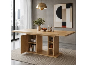 Table à manger extensible,140x80x75 cm,avec rangement,mdf,coloris chêne