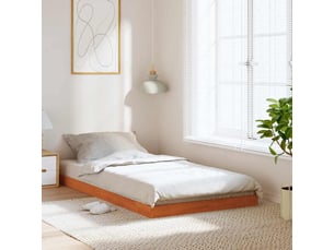 Lit adulte, lit simple, cadre de lit sans matelas marron 100x200cm bois pin massif cf13185