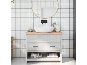 Comptoir de salle de bain, plan de travail 100x40x(2-4)cm bois massif non traité cf65693