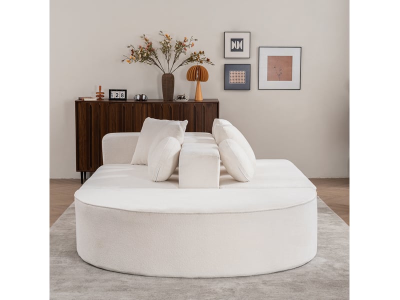  Canapé modulable convertible modenvie 5 places 263 x 171 cm en chenille blanc  - Conforama D