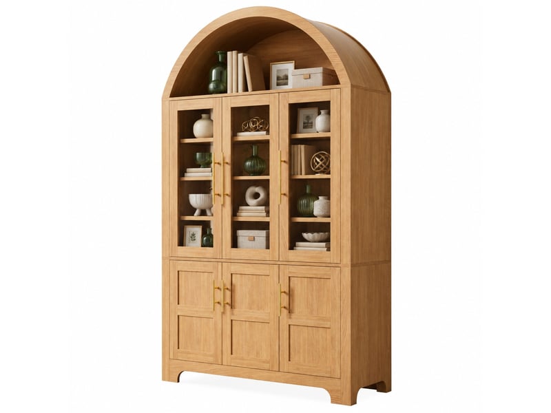  Vitrine 110x40x185 cm naturel avec 3 portes vitrées et 3 portes  - Conforama A