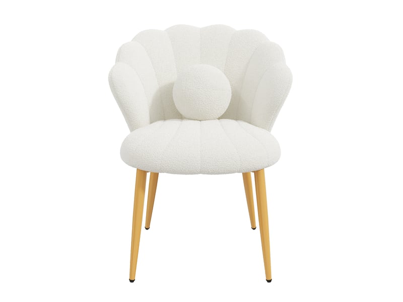  Lot de 6 chaises de salle à manger 60x62,5x83 cm en tissu teddy blanc  - Conforama E