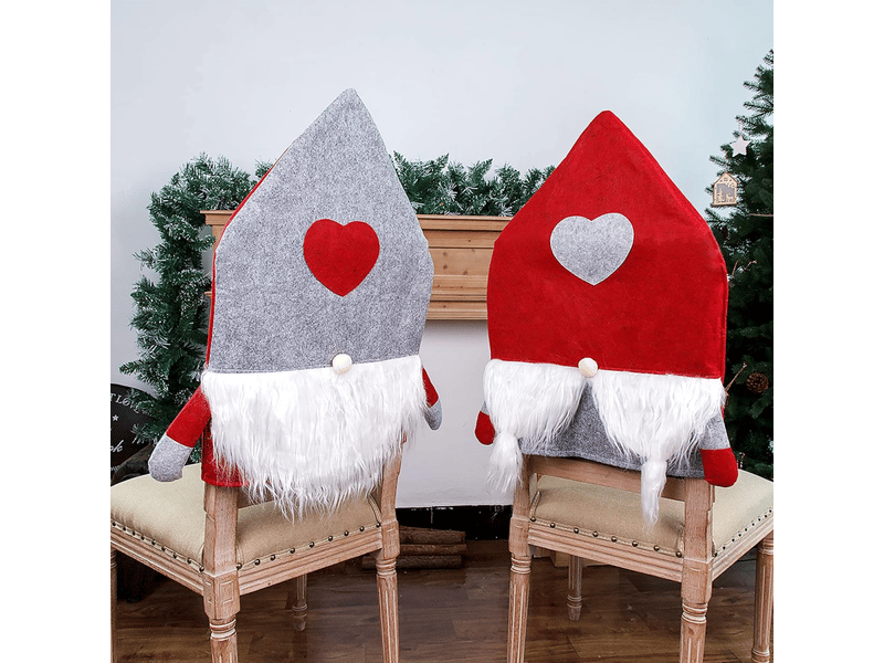  Lot de 2 housses de chaise de noël grises et rouges à motif père noël, housses de chaise décoratives, housses de chaise en forme de cœur, ensemble de hou XLH-ZLS-009351MF - Conforama C