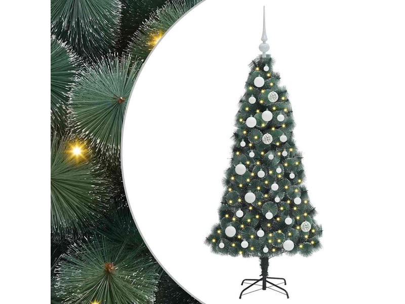 Sapin de noël - arbre de noël artificiel pré-éclairé avec ensemble de boules - Conforama A
