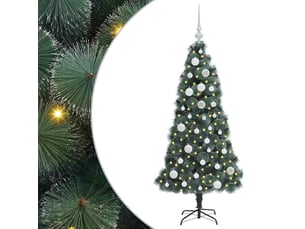 Sapin de noël - arbre de noël artificiel pré-éclairé avec ensemble de boules