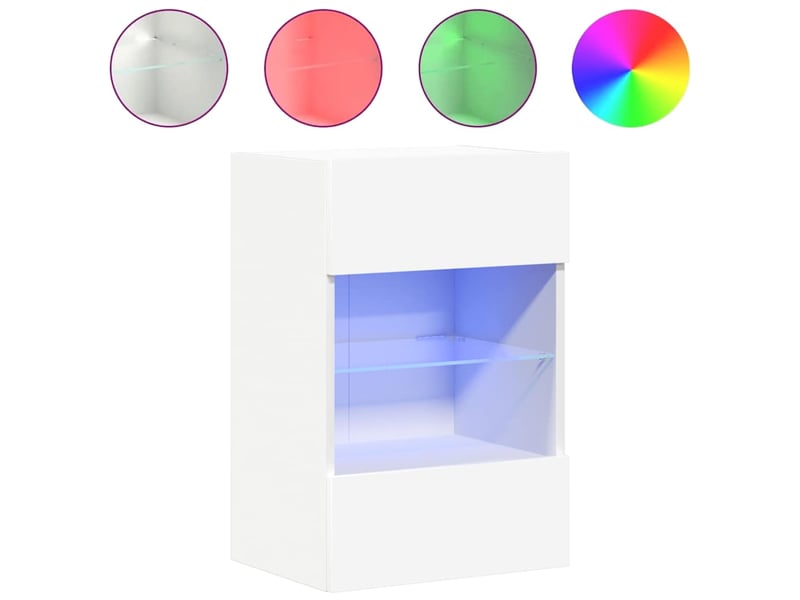 Meubles muraux avec lumières led pour tv - banc tv - meuble de rangement 2 pcs blanc 40x30x60,5 cm - Conforama E