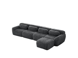 Canapé d'angle 4 places modulaire en l avec méridienne 378 x 179 cm sans montage gris