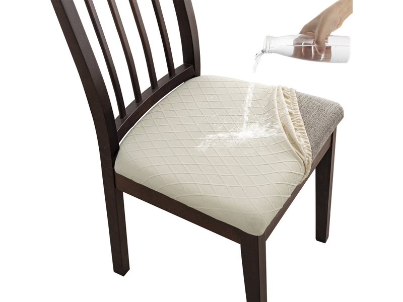  Housse de chaise 4 pièces housse de coussin de chaise housse de salle à manger, démontable housse assise chaise elastique jacquard lavables pour salle, 48 x 38 cm, blanc GSO-000303 - Conforama A