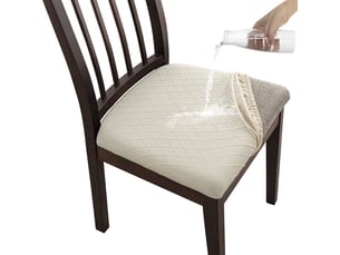 Housse de chaise 4 pièces housse de coussin de chaise housse de salle à manger, démontable housse assise chaise elastique jacquard lavables pour salle, 48 x 38 cm, blanc