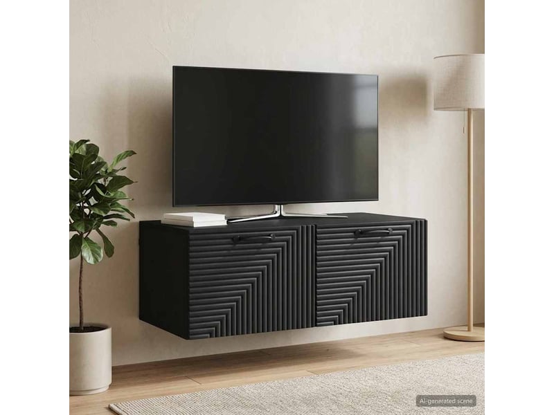  Meuble tv - banc tv - meuble de rangement mural noir 78,5 x 41 x 30 cm bois d'ingénierie  - Conforama D