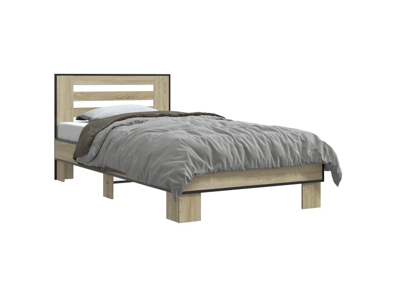 Lit simple- lit adulte - cadre de lit avec tête de lit chêne sonoma 80 x 200 cm - Conforama A