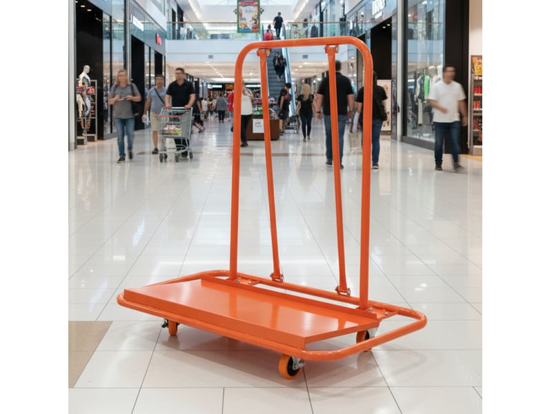  Chariot porte-plaques 116 x 57 x 114 cm orange en acier allié, charge jusqu'à 1000 kg, 4 roulettes  - Conforama B